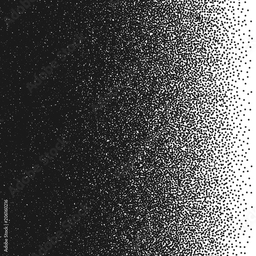 Random dots. Vector illustration. Abstract gradient element. Pointillism pattern. Monochrome halftone texture.
