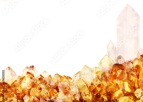 isolated bright yellow crystals closeup
