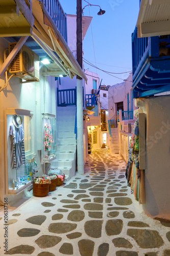 Mykonos town in the evening