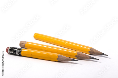 Very short yellow pencil with eraser at the end