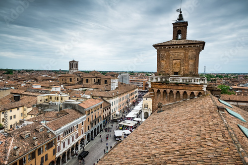 FERRARA, ITALY - Castello (Castle) Estense, a four towered fortress from the 14th century, Ferrara, Emilia-Romagna, Italy