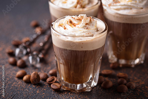 Coffee latte with whipped cream