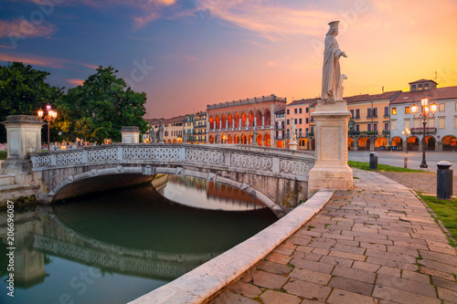 Padova. Cityscape image of Padova, Italy with Prato della Valle square during sunset.