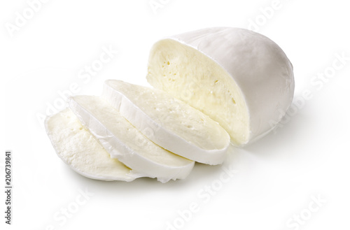 Buffalo mozzarella on white background