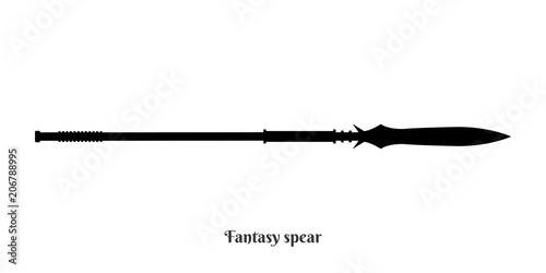 Black silhouettes of medieval knight spear on white background. Paladin weapon icon. Fantasy warrior equipment