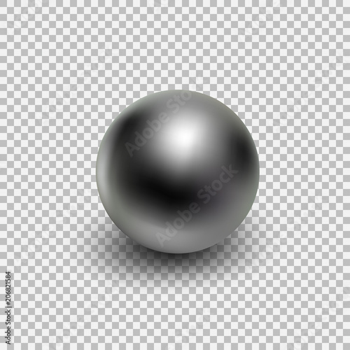 Chrome metal ball realistic isolated on transparent background.