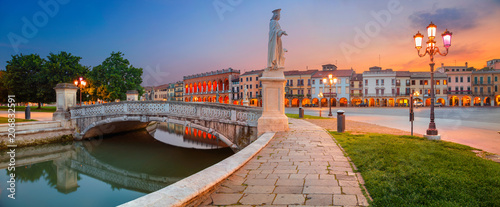 Padua. Panoramic cityscape image of Padua, Italy with Prato della Valle square during sunset.