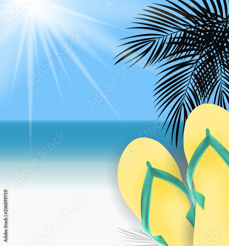 Summer Time Background. Sunny Beach Vector Illustration