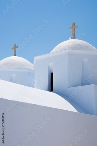 Details of an all-white small church in Amorgos