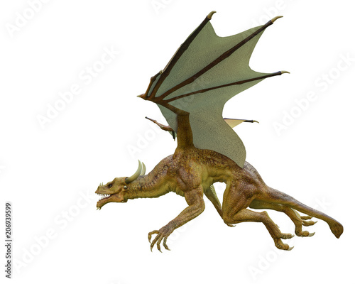 yellow dragon in a white background