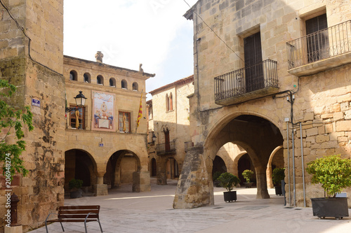 Esglesia square in Horta de Sant Joan,Terra Alta, Tarragona province, Catalonia,Spain