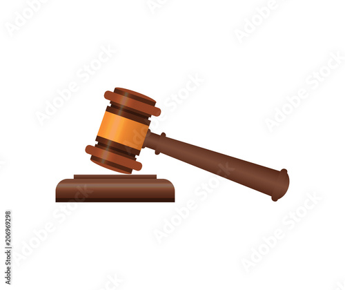 Wooden judge gavel and soundboard isometric 3D element. Law and judgment, auctioneer tool vector illustration.