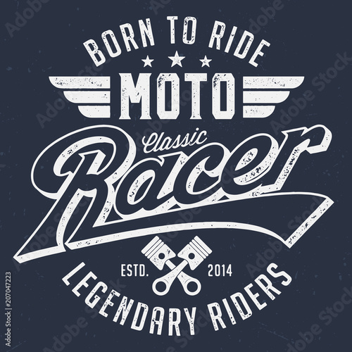 Classic Moto Racer - Vintage Tee Design For Print 