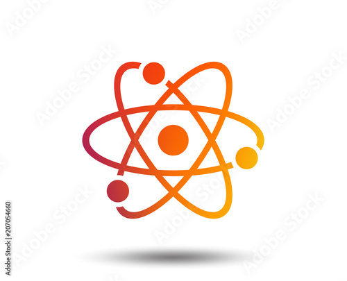 Atom sign icon. Atom part symbol. Blurred gradient design element. Vivid graphic flat icon. Vector