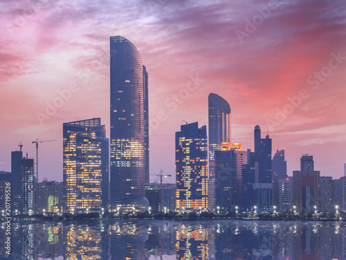 Skyscrapers in the evening, Abu Dhabi, United Arab Emirates