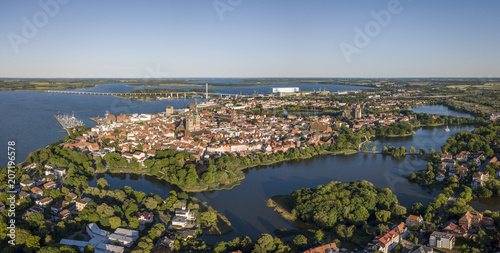 Aerial view of Stralsund, a Hanseatic town in the Pomeranian part of Mecklenburg-Vorpommern