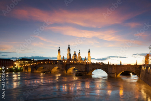 Cathedral Basilica of Our Lady of the Pillar, Zaragoza the capital city of of Aragon, Spain.