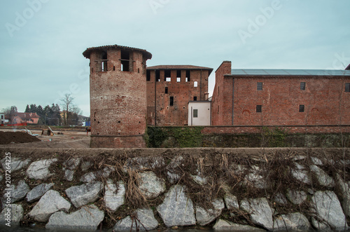 the medieval castle of Legnano (Milan) on the banks of the Olona, river Italy