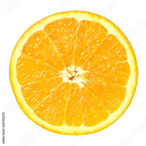 Half of juicy fresh orange isolated on white background