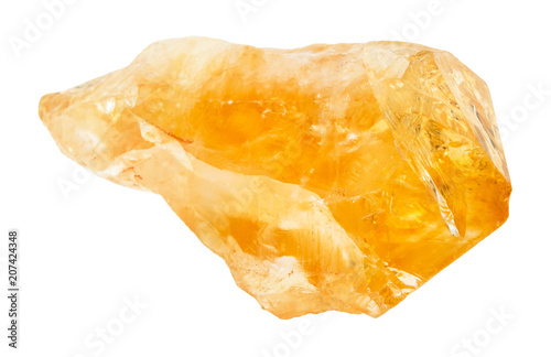 rough crystal of Citrine gemstone isolated