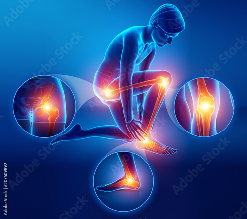 3d Illustration of male feeling Leg pain