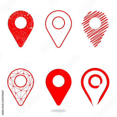 Geolocation icon pack. Set of Geolocation signs in different style for your web site design, logo, app, UI. Vector illustration EPS10. 