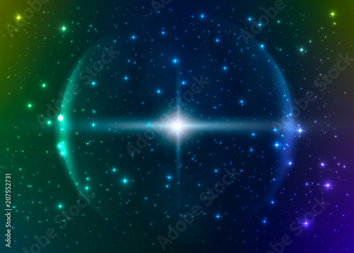 Fantasy supernova explosion. Colorful galaxy. Vector cosmic illustration.