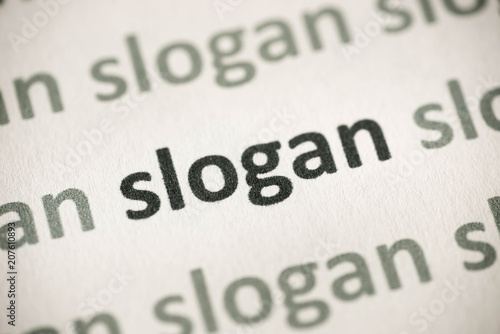 word slogan printed on paper macro