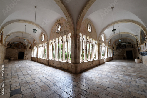 The cloister of the Franciscan monastery of the Friars Minor in Dubrovnik, Croatia 