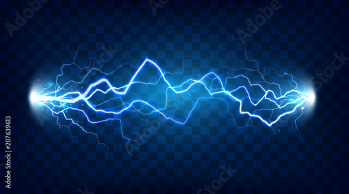 Electric discharge shocked effect for design. Power electrical energy lightning or electricity effects isolated vector