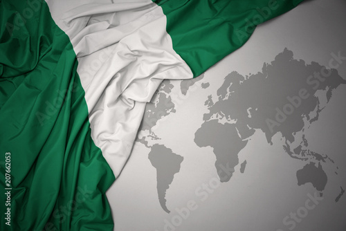 waving colorful national flag of nigeria.