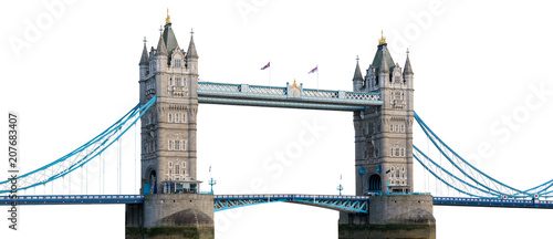 Tower Bridge in London isolated on white background