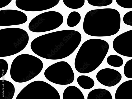 Abstract geometric pattern with decorative stones. Monochrome ornament. isolated on white background