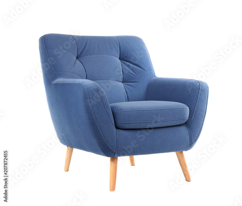 Comfortable armchair on white background. Interior element