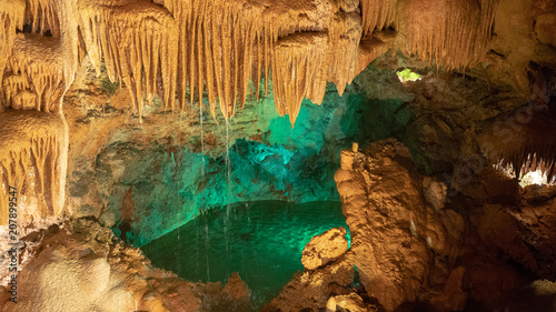 Interior view to Grutas Mira de Aire cave in Portugal