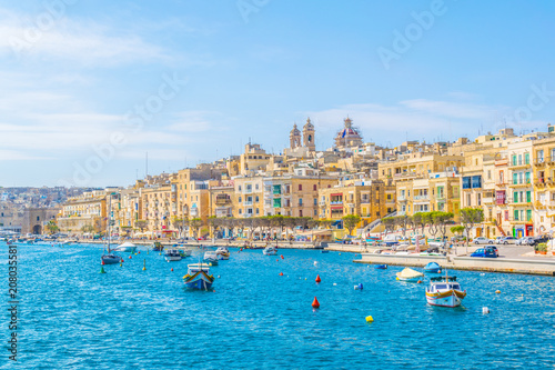 Coastline of Senglea town in Malta