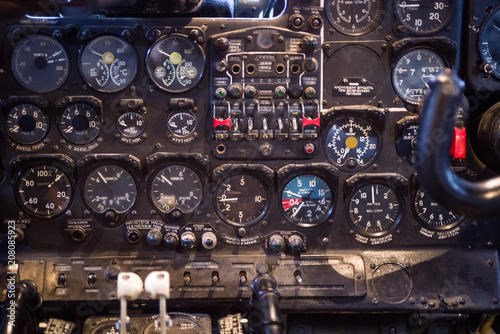Dashboard of the old Soviet turboprop aircraft AN-24. The aircraft out of production in 1979.