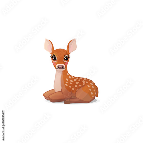 vector spotty fawn, baby red deer, young little bambi 02