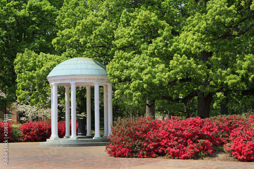 The Old Well at UNC Chapel Hill during the spring with azaleas blooming