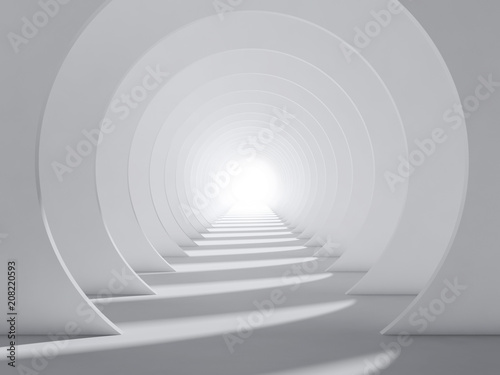 Abstract white 3d round tunnel interior