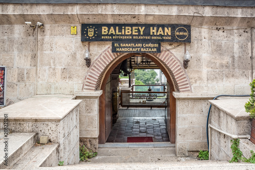 View of Balibey Han or handcraft bazaar in Bursa, Turkey