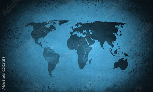 Cold blue world map