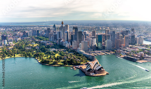 Aerial view of Sydney Harbor and Downtown Skyline, Australia