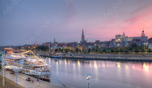 Panorama of the city at dusk. Szczecin, Poland.