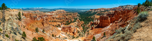 Panoramic View of Bryce Canyon National Park From the Rim Trail. A popular trail above Bryce Canyon that connects all the scenic overlooks from Fairyland Point to Bryce Point.