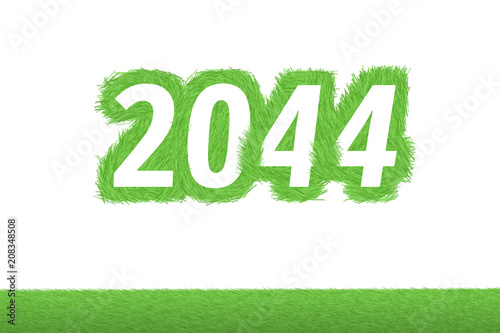 Jahr 2044 - weiße Zahl 2044 mit frischen gewachsenen grünen Grashalmen Symbol