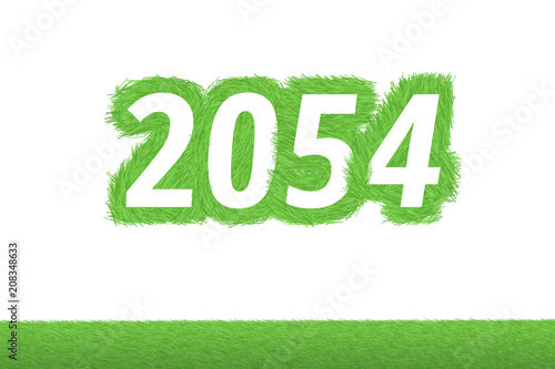 Jahr 2054 - weiße Zahl 2054 mit frischen gewachsenen grünen Grashalmen Symbol