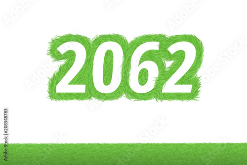 Jahr 2062 - weiße Zahl 2062 mit frischen gewachsenen grünen Grashalmen Symbol