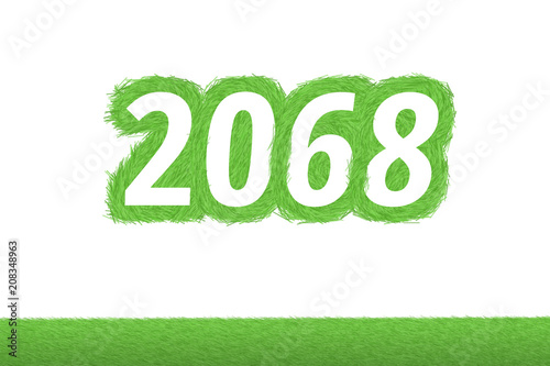 Jahr 2068 - weiße Zahl 2068 mit frischen gewachsenen grünen Grashalmen Symbol