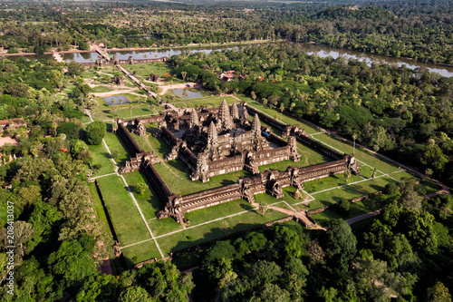 Aerial view of Angkor Wat temple, Siem Reap, Cambodia.